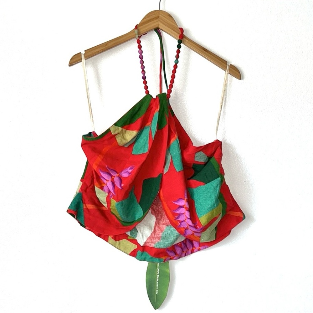 FARM Rio Heliconia Linen Halter Top - Picture 7 of 13